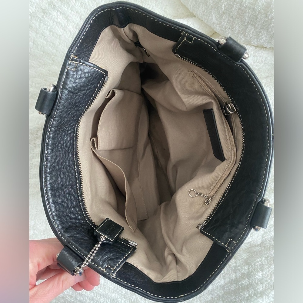 Coach Black Pebbled Leather Shoulder Tote - Picture 4 of 4